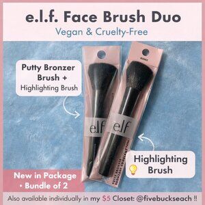 e.l.f. Face Brush Duo • Putty Bronzer Brush + Highlighting Brush • NEW